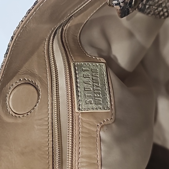 Stuart Weitzman Python Hobo Studded Shoulder Bag beige black - Picture 3 of 9